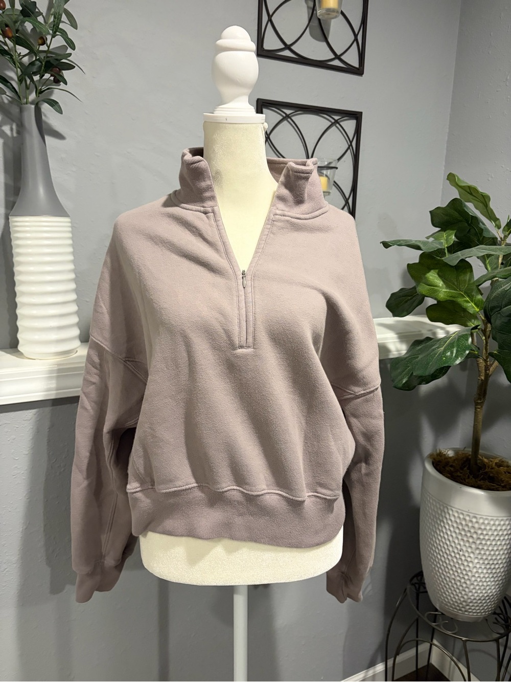 Abercrombie & Fitch Dusty Mauve Half-Zip Pullover